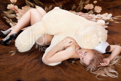 Naked young blonde sleeps