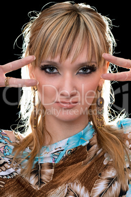 Closeup portrait of pretty young woman