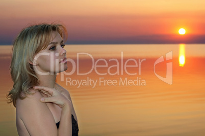 young blonde at sunset