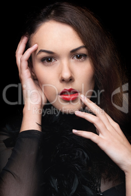 Closeup portrait of mysterious young woman