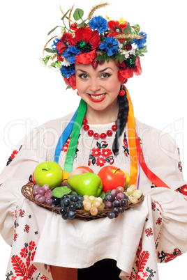 Young woman in the Ukrainian national clothes