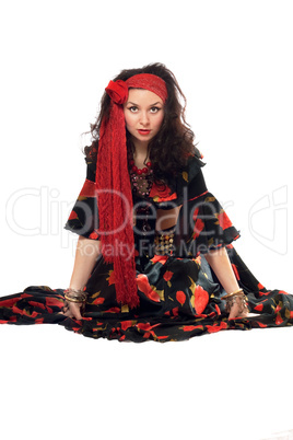 Sitting gypsy woman