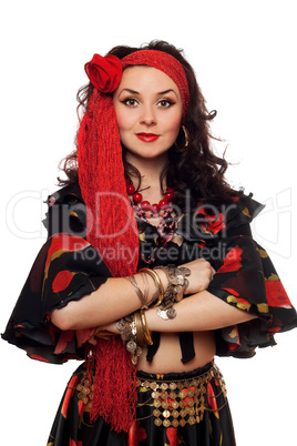 Portrait of sensual gypsy woman. Isolated