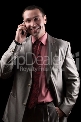 Portrait of a happy businessman. Isolated