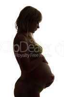 Silhouette of a pregnant young woman. Isolated