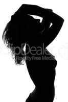 Silhouette of a sexy naked young woman