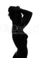 Silhouette of a sexy naked young woman. Isolated