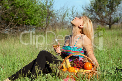 Pretty blonde with wineglass