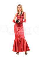 Elegant girl in red dress