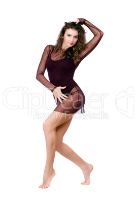 Attractive young woman in dance leotard
