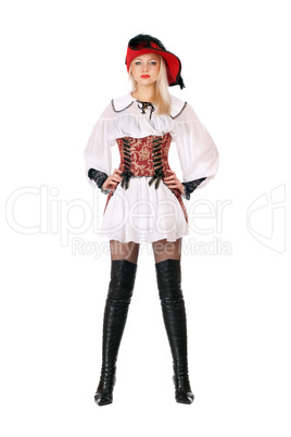 attractive blonde dressed as pirates