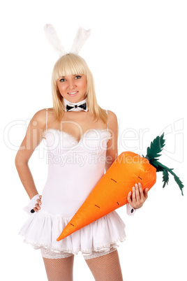 sexy young blonde with a carrot