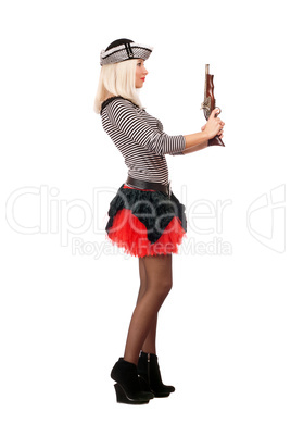 Beautiful young blonde with guns