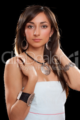Portrait of a lovely young brunette. Isolated