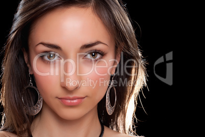 Closeup portrait of a young brunette