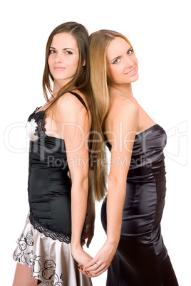 pretty young women in evening dress