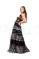 Attractive young woman in long dress