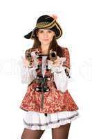 beautiful woman with guns dressed as pirates