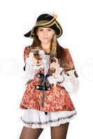 nice woman with guns dressed as pirates