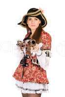 perfect woman with guns dressed as pirates