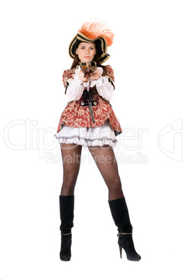 woman with guns dressed as pirates