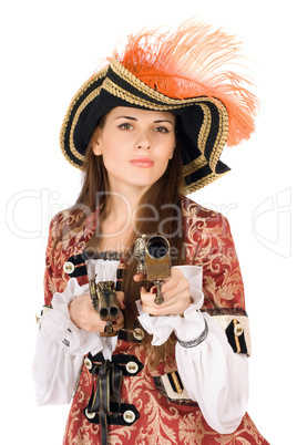 Charming young woman with guns