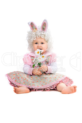 Little girl with flowers