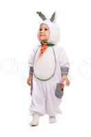Little boy dressed as bunny. Isolated