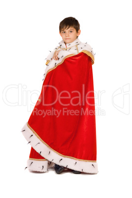 Boy dressed in a robe of King