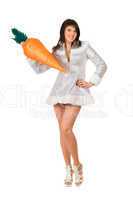 young brunette with a carrot