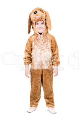 Boy dressed as dog. Isolated