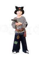 Boy with gun dressed as a pirate