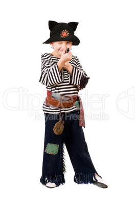 Boy dressed as a pirate. Isolated