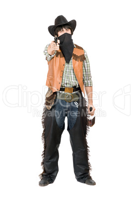 Cowboy with a gun and bottle