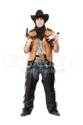 Smirking cowboy with a gun