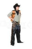 Young man dressed as cowboy. Isolated