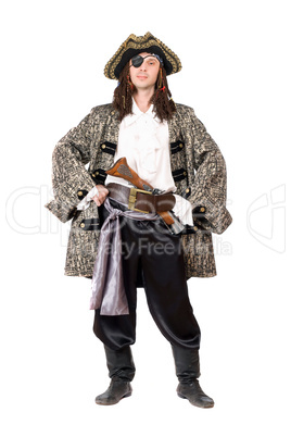 Man dressed as pirate. Isolated