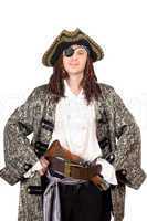 Portrait of man dressed as pirate