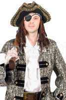 man dressed as pirate. Isolated