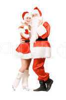 Santa Claus and happy Snow Maiden