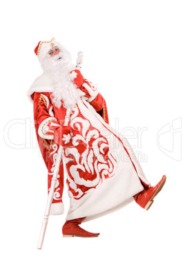 Funny Ded Moroz with a stick