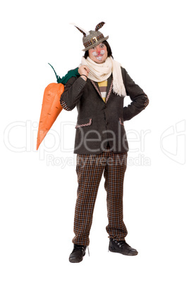 man dressed in a suit rabbit. Isolated