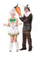 Funny couple with carrot