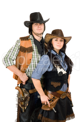 young cowboy and cowgirl