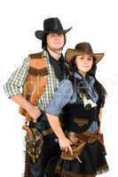 young cowboy and cowgirl