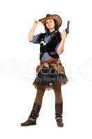 Young cowgirl with a gun