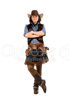 Young woman dressed as a cowboy