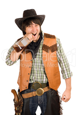 cowboy with a bottle of whiskey