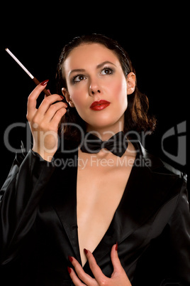 Portrait of a young woman with cigarette