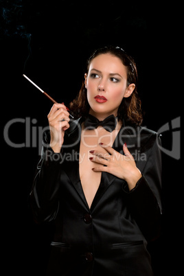 Portrait of a elegant young woman with cigarette
